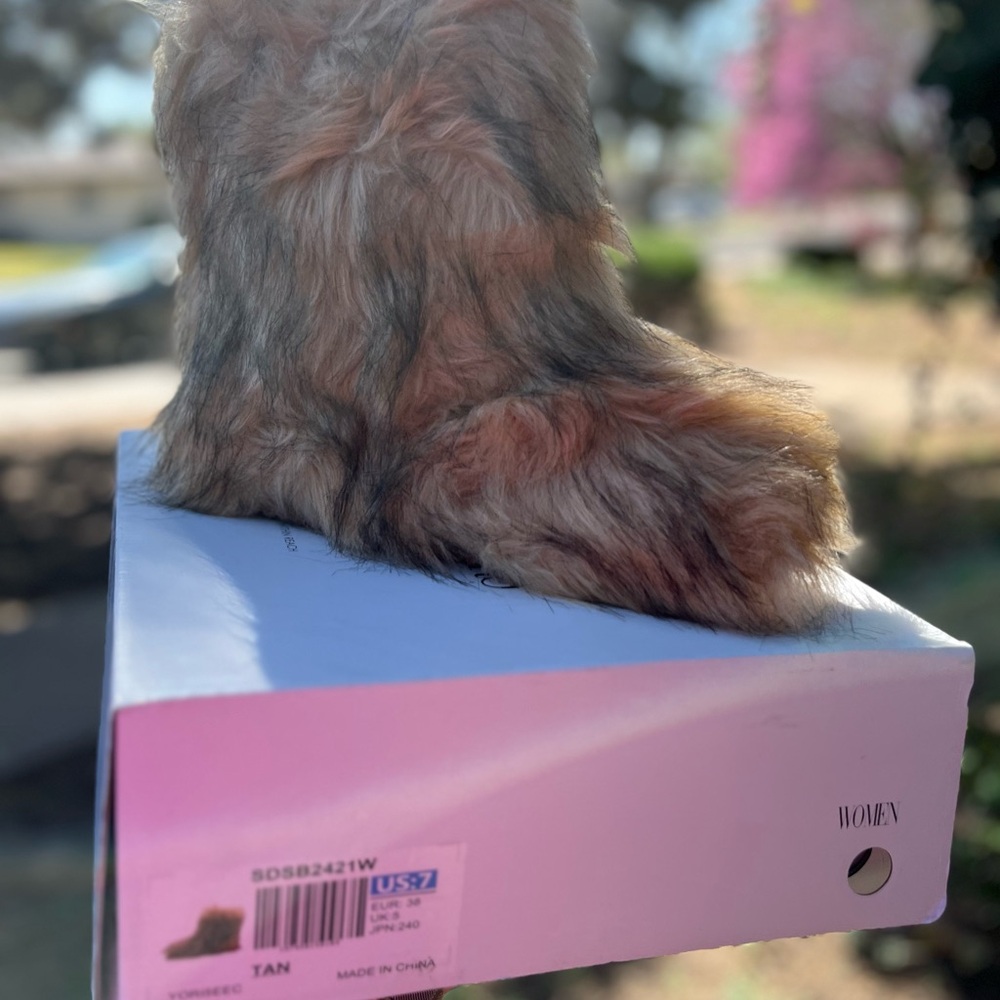 Faux Fur Tan Boots